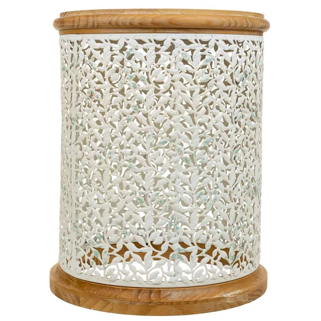 Tavolino in legno bianco e metallo 43,5x43,5x55h