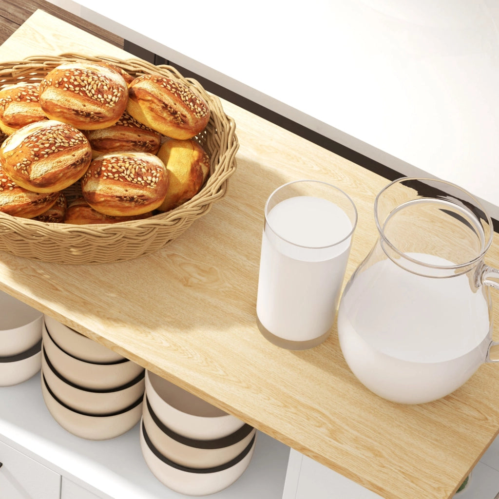 Carrello da Cucina con Armadietto e Ripiani Scaffale Portaspezie 75x40x80,5 cm color Rovere e Bianco