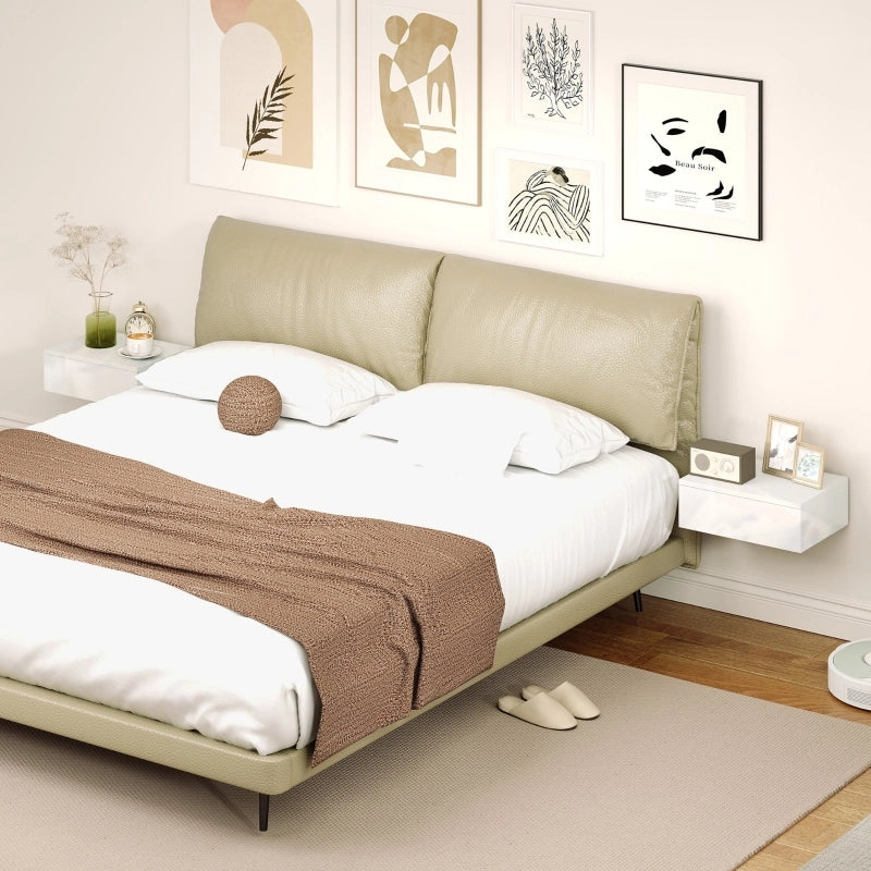 Set di 2 comodini a parete con cassetto, per camera da letto, in truciolato, bianchi