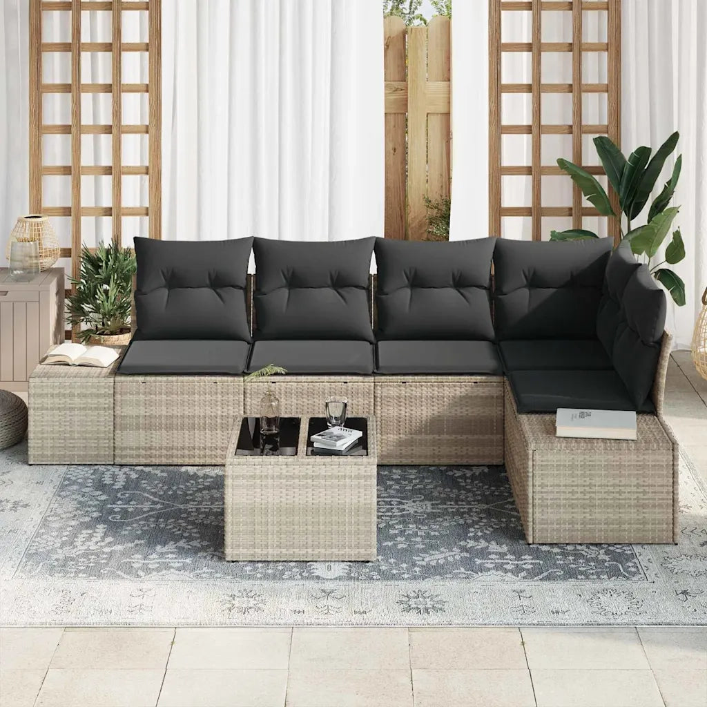 Set Divano da Giardino Grigio chiaro polyrattan