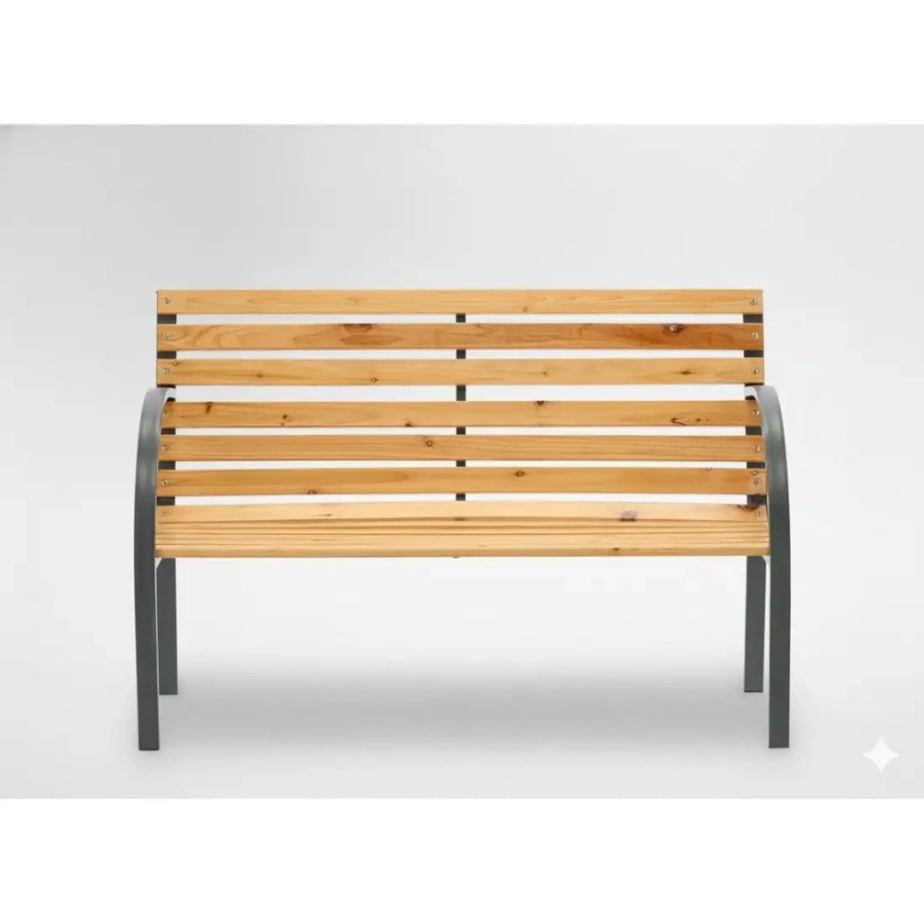 Panca da giardino BANCO 120 cm in legno e acciaio grigio resistente agli agenti atmosferici