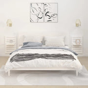 Mensole da Letto a Parete 2 pz Bianco Legno Massello di Pino 824769