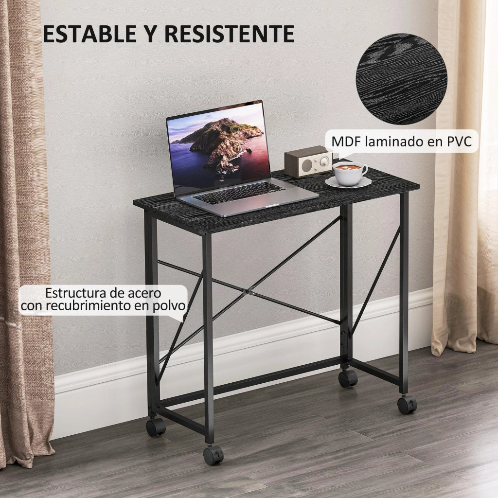 Scrivania pieghevole con ruote ¨C zephmum ¨C 80x40x75 cm nero