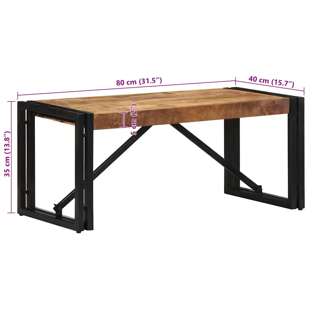 Tavolino 80x40x35 cm in Legno Massello di Mango Grezzo 4016676