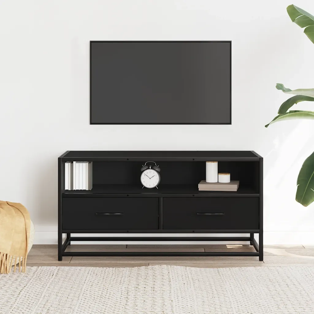 Mobile TV-Credenza per TV-Console TV Nero 80x34,5x40 cm in Truciolato Metallo