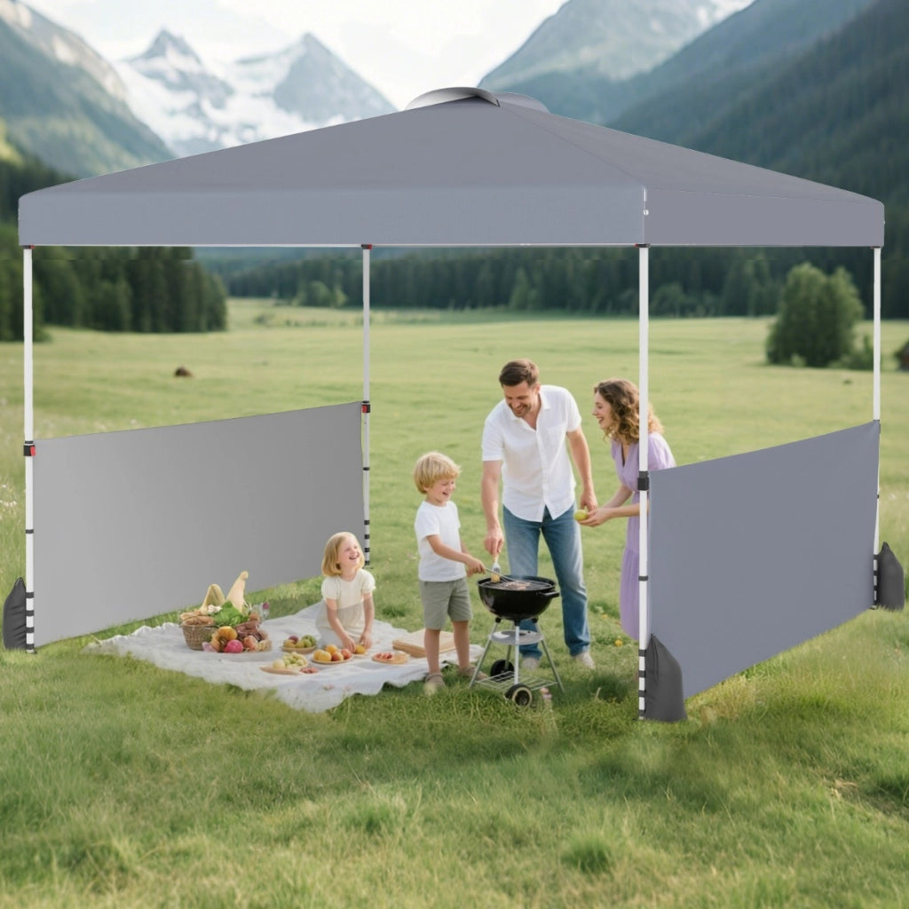Tenda a baldacchino con 2 pareti laterali, Riparo pieghevole portatile per esterno Grigio-Tende parasole