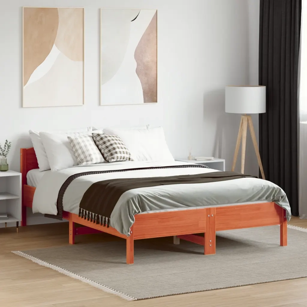 Letto senza Materasso Marrone Cera 120x190 cm in Legno di Pino 842613