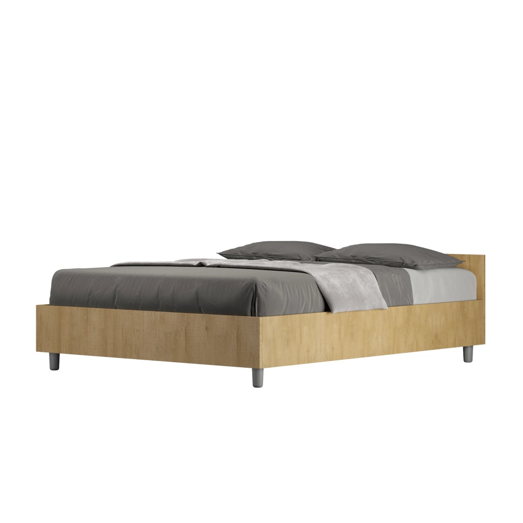 BS COM Letto matrimoniale francese con rete 140x200 quercia