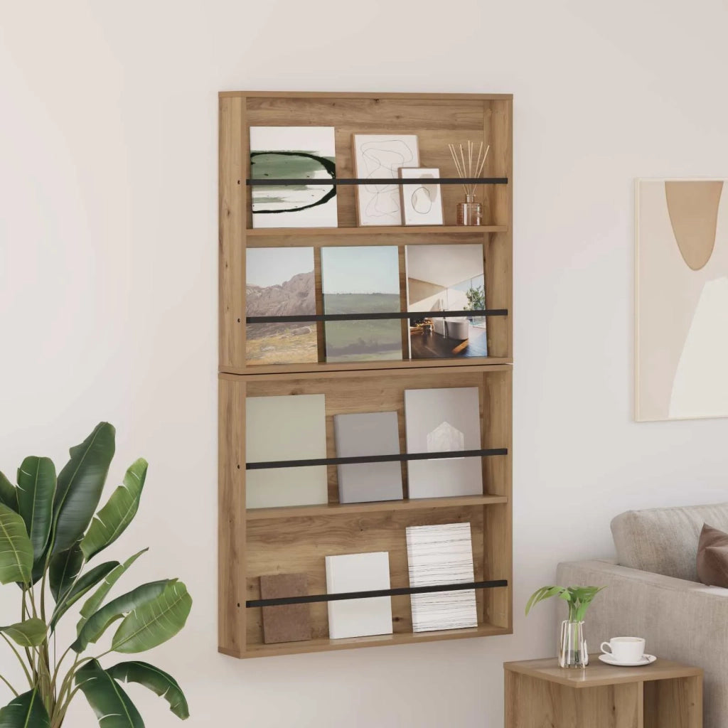 Scaffale per riviste 2 pz Rovere artigianale 80 x 12 x 70 cm CFW9498853