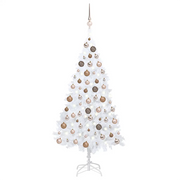 Set Albero Natale Artificiale con LED Palline Bianco 120cm PVC  cod mxl 26256