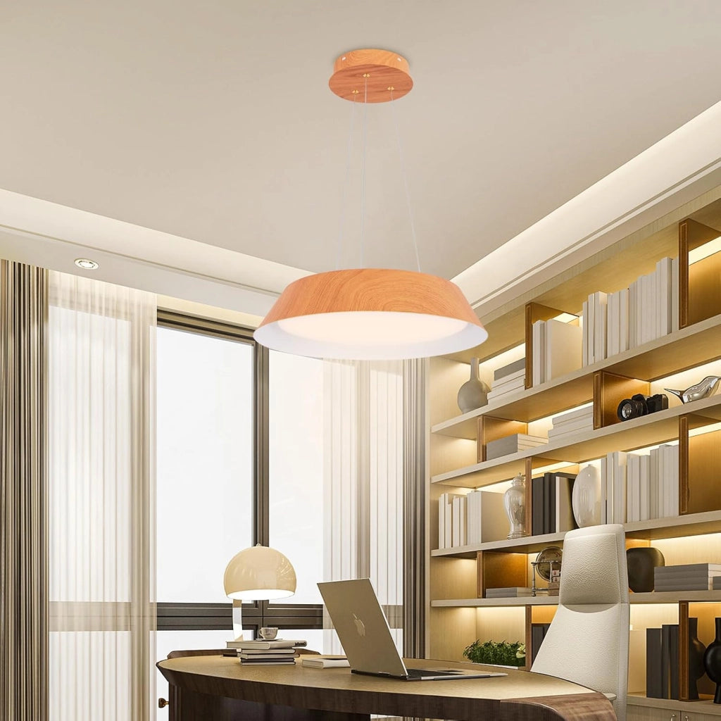 Lampadari a Sospensione 3000K, Lampada da Soffitto Moderna da 21 W con Venature in Legno, Cornice in Metallo, Ideale per Camera da Letto, Soggiorno, Cucina e Sala da Pranzo [Classe di efficienza energetica F]