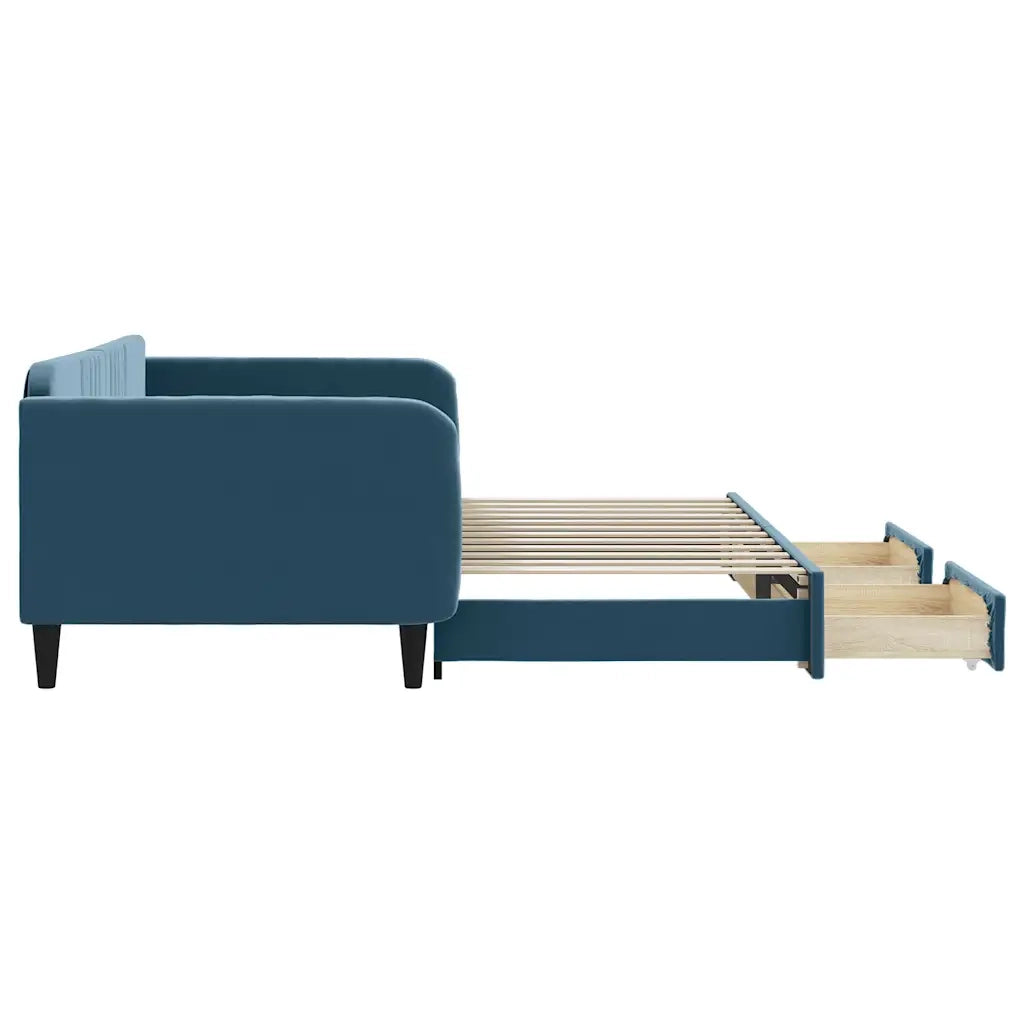 Divano Letto Estraibile con Cassetti-Sofa Letto-Daybed Blu 100x200 cm in Velluto 567101