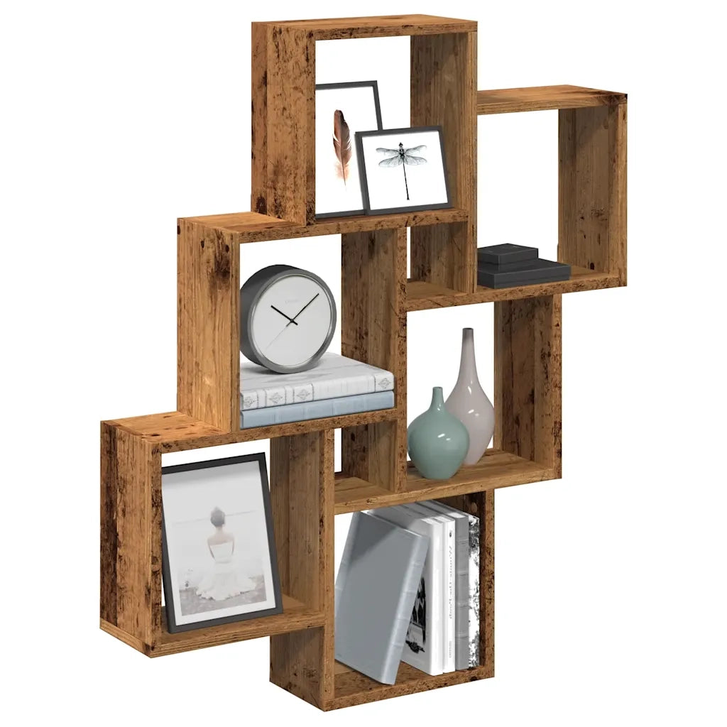 Mensola a Muro | Mensola a parete a Cubo Legno Antico 78x15x93cm Legno Multistrato
