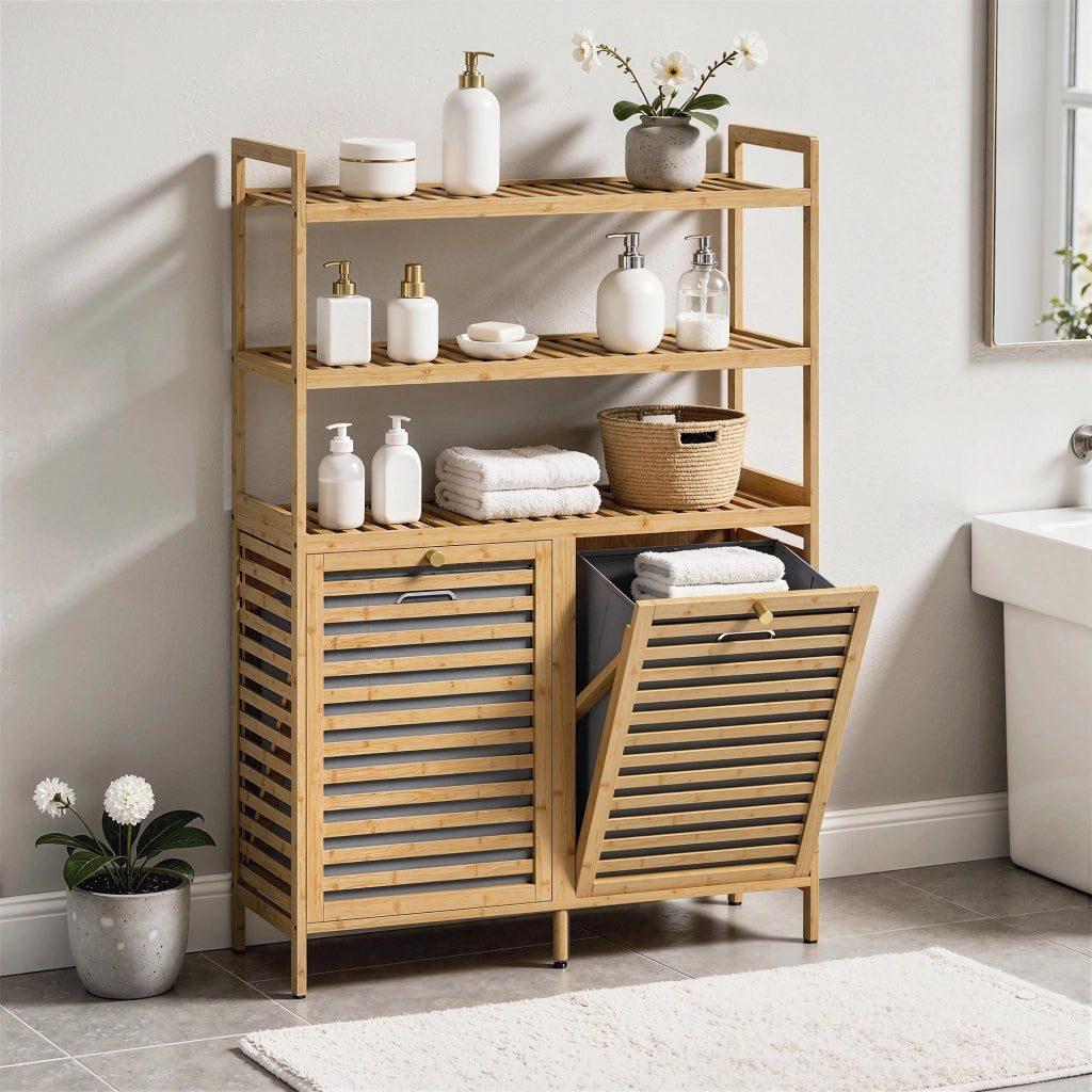 Armadio biancheria con ante ribaltabili e cesti ¨C zephmum ¨C quercia 80x40x180
