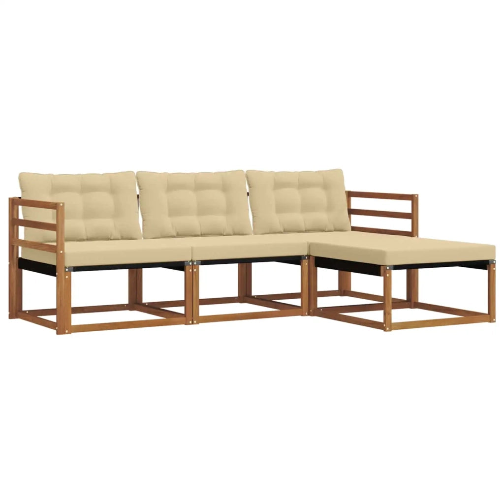 Set di divani da esterno con cuscino 4 pcs Naturale e Beige 3369328