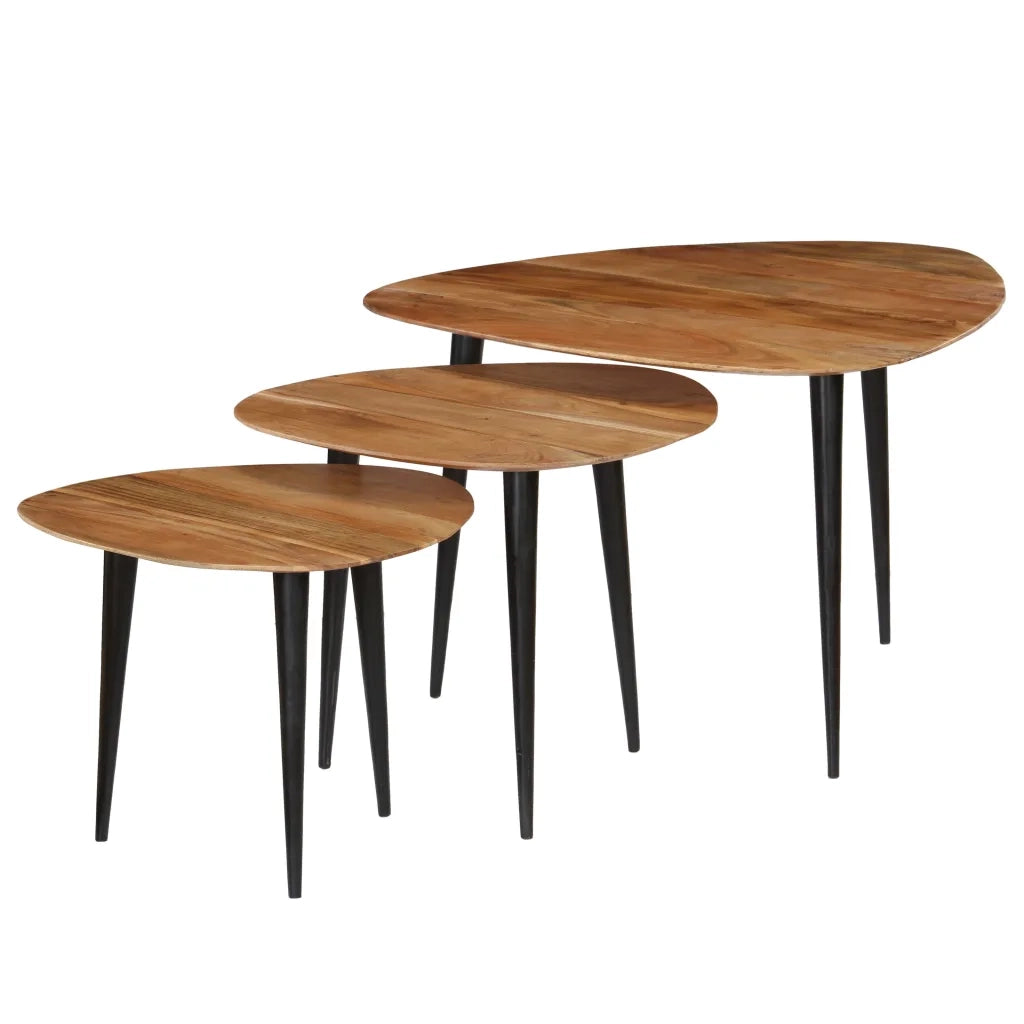 Set Tavolini da Salotto 3 pz in Legno Massello d'Acacia 246062