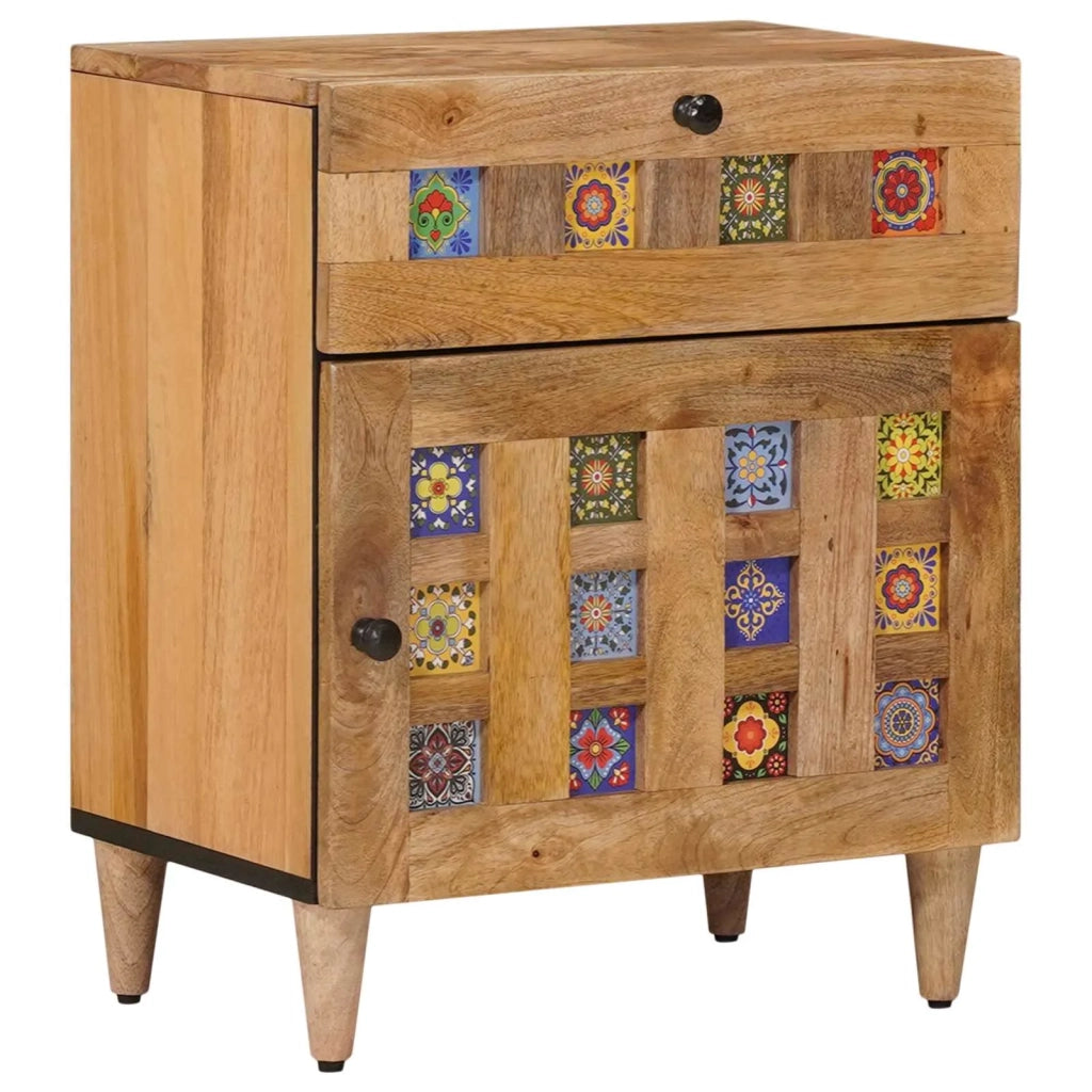 Comodino | Armadio da Notte | Mobiletto da notte con cassetto Naturale 50 x 33 x 60 cm