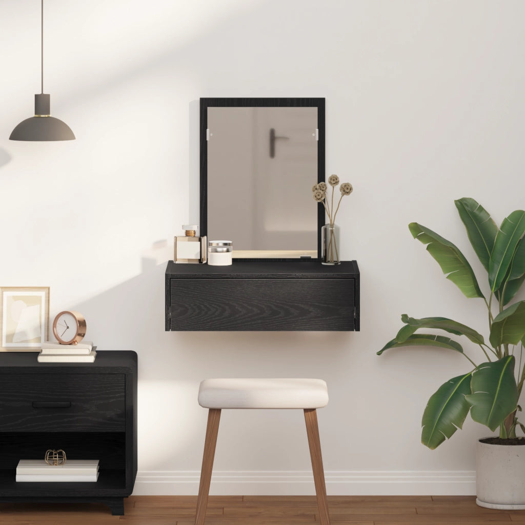 Tavolo da Toeletta a Muro in Rovere Nero 60x40x70 cm