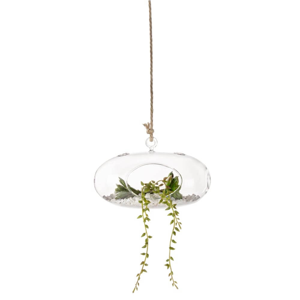 Vaso in vetro Bubble ovale con decorazione