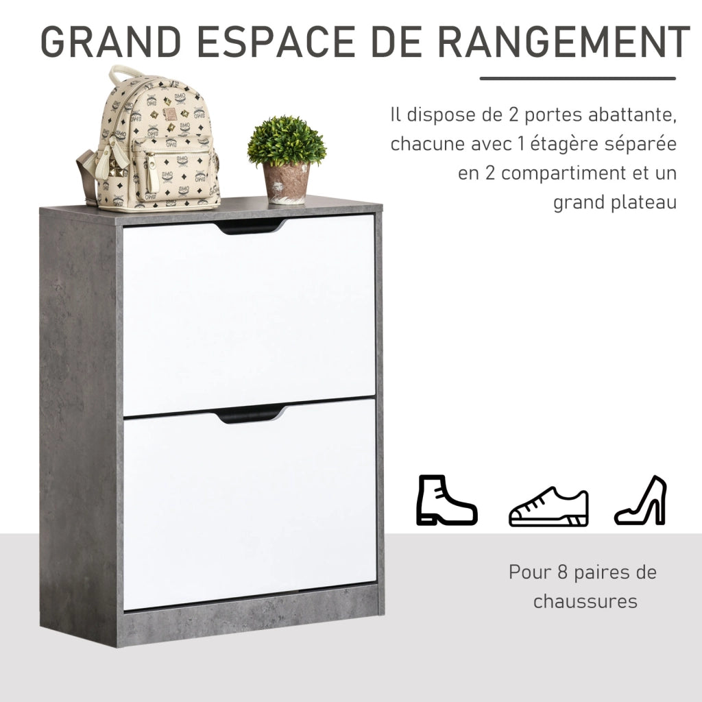 Scarpiera con ante ¨C zephmum ¨C grigio e bianco 62.5x26x81 cm