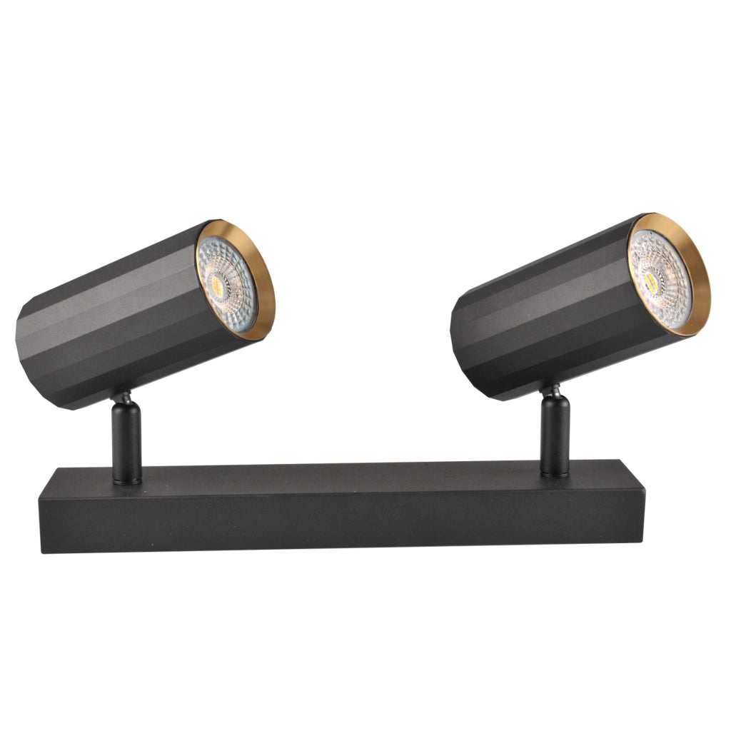 Plafoniera/applique 2 luci nero oro GU10 NICEA Polux