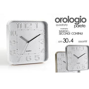 Trade Shop - Orologio 30x4cm Da Parete Quadrato Classico Moderno Silenzioso Colori Ass 684142 -