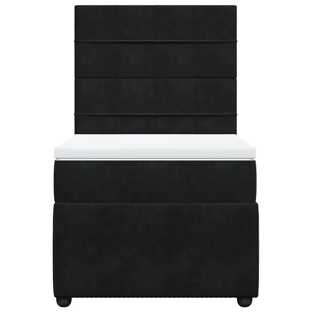 Giroletto a Molle con Materasso Nero 100x200 cm in Velluto