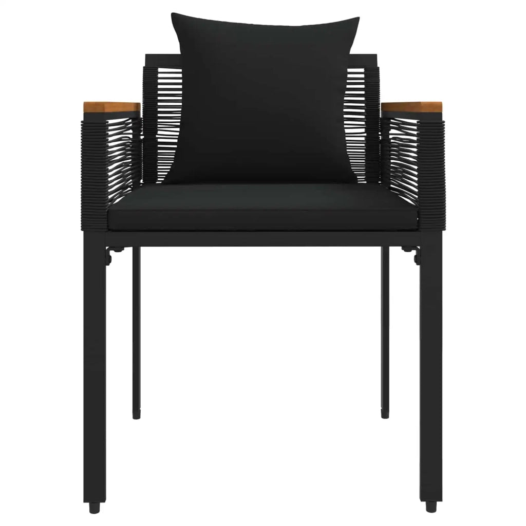 Set di Mobili da Esterno con cuscino 3 pcs Nero Rattan in PE