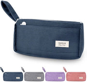 Etui Estetico con 2 Cavi, Penna con Grande Capacità, Materiale Plastico, Lavabile per Scuola e Ufficio, Blu Nebbia, 21 × 5 × 9,5 cm