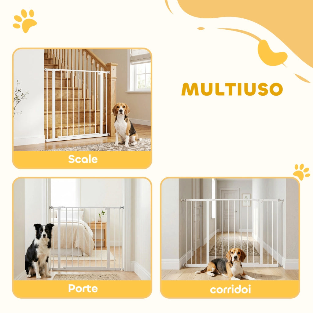 Cancellino per Cani Estensibile ¨C zephmum ¨C Metallo e Plastica Bianco 76-107 cm