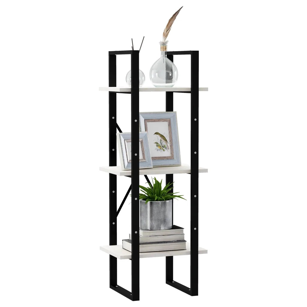 Libreria a 3 Ripiani Bianca 40x30x105 cm Legno Massello di Pino cod mxl 16347