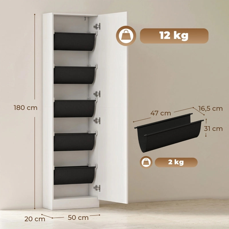 SCARPIERA con specchio 50x20x180 cm Bianco