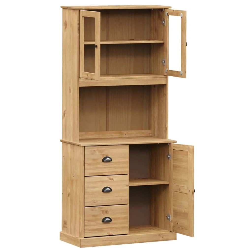 Buffet credenza cassettiera armadio mobile contenitore organizer cucina soggiorno salotto alto 78 x 40 x 175 cm legno di pino massiccio marrone 02_0035657