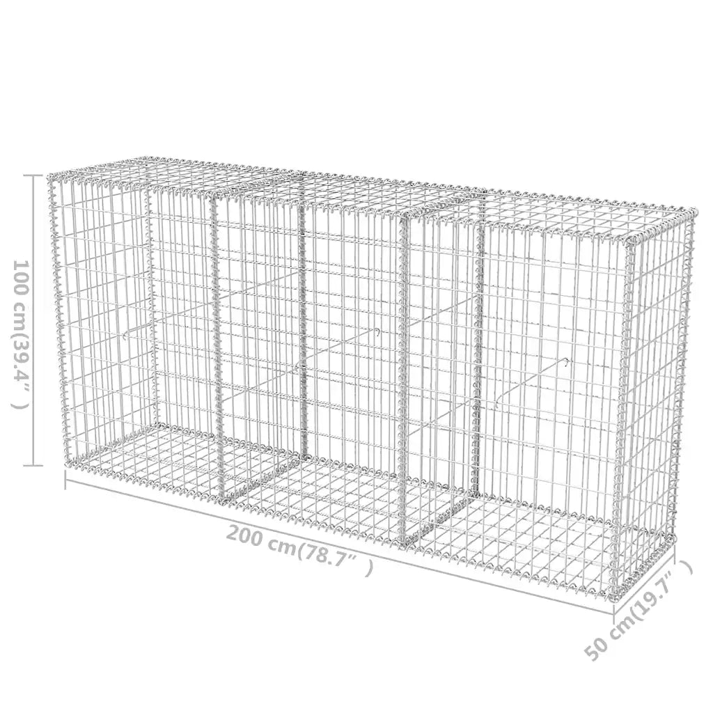 Gabbione in Rete in Acciaio Zincato 200x50x100 cm 142552