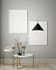 SAMOI  LAMPADARIO A SOSPENSIONE MEDIA D.26,5CM  COLORE ESTERNO NEROFINITURE BIANCO ORO ATTACCO E27