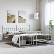 Giroletto con Testiera e Pediera-Struttura Letto Metallo Bianco 183x213 cm 406263