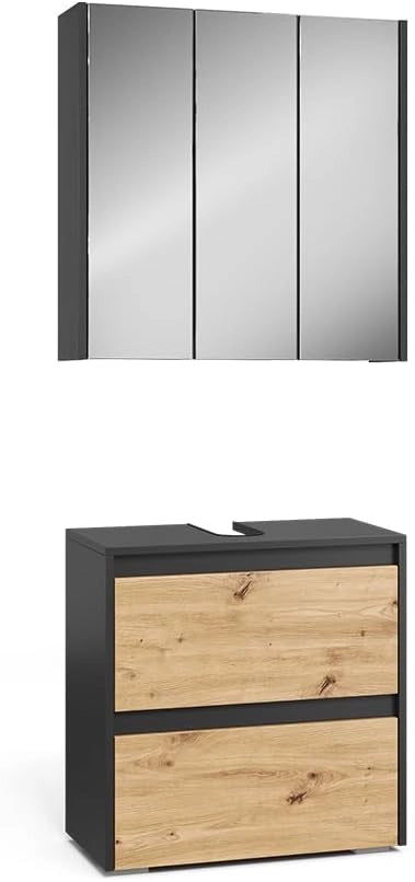 Set di mobili da bagno Majest, Antracite/Artisan, 2 parti