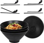 Set di noodle ramen - insieme di servizio giapponese con spiedini e cucchiai - contenitore da 40 oz per zuppe e insalate di pasta e frutta - resistente al lavastoviglie