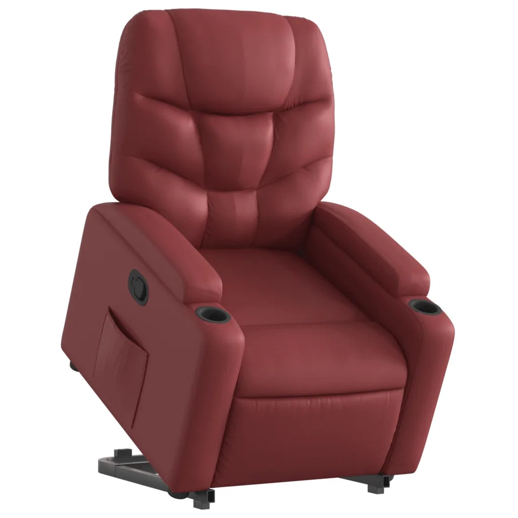 Poltrona | Sedia Relax Alzapersona Reclinabile Rosso Vino in Similpelle