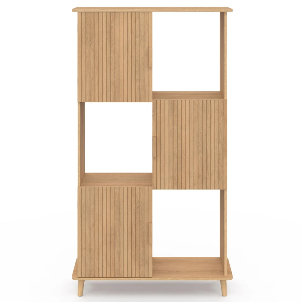 IDMarket - 6 ripiani JULIETTE con doghe in legno color rovere e armadietto