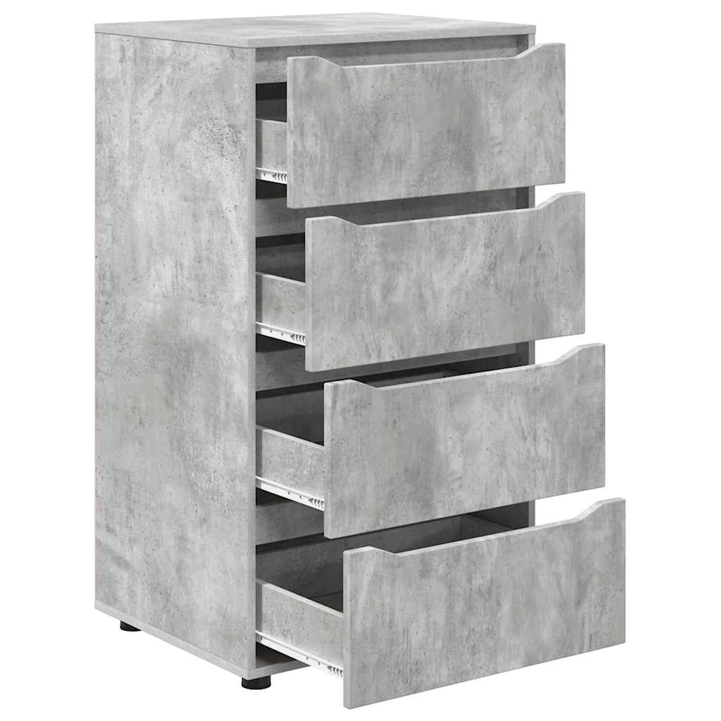 Set di 2 mobili contenitori con pratici cassetti 60 x 48 x 105 cm legno ingegnerizzato grigio cemento 02_0056189