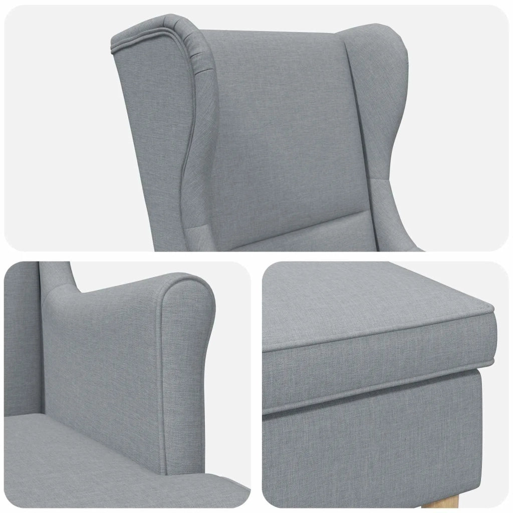 Poltrona con Ottomano 2 pz Grigio Chiaro Tessuto 3418801