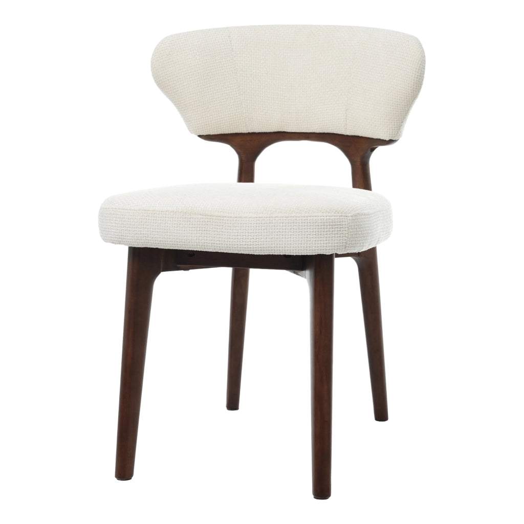 Set di 2 sedie da pranzo in legno massello e ciniglia; beige chiaro