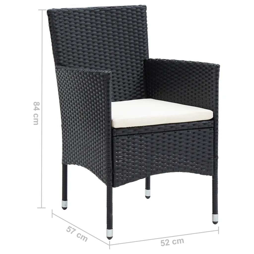 Sedie da Pranzo per Giardino 4 pz | Sedie da Esterno in Polyrattan Nero