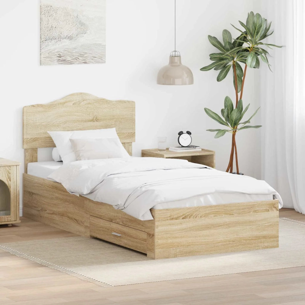 Struttura del letto Rovere Sonoma 90 x 190 cm Legno multistrato 3413249
