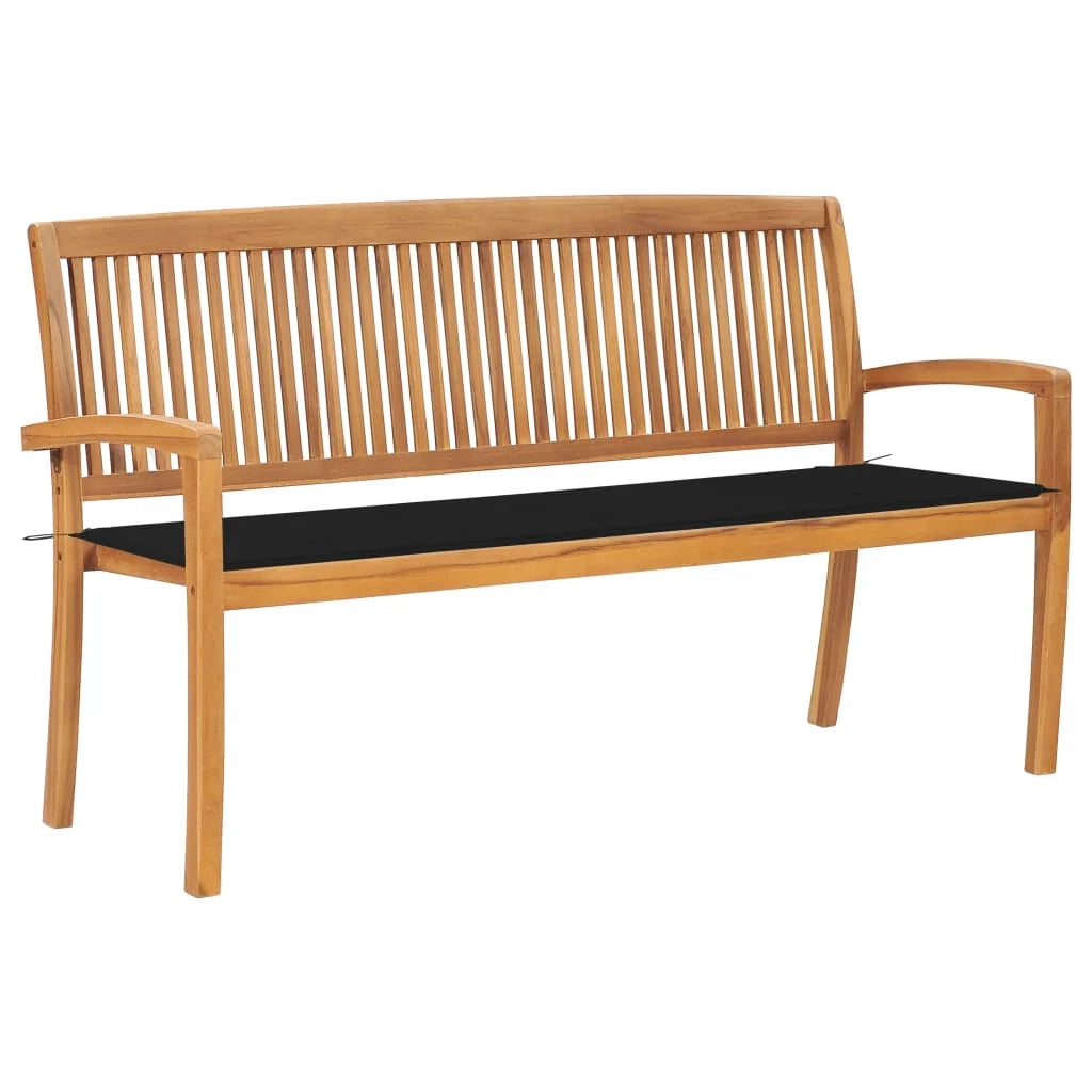 Panca da giardino mobili da esterno per patio panca da terrazza impilabile con cuscino 159 cm legno massello di teak 02_0011686