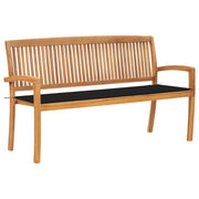 Panca da giardino mobili da esterno per patio panca da terrazza impilabile con cuscino 159 cm legno massello di teak 02_0011686