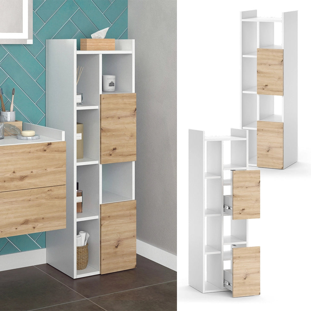 Vicco Mobiletto da bagno Bianco 36 x 117 cm con 2 cassetti