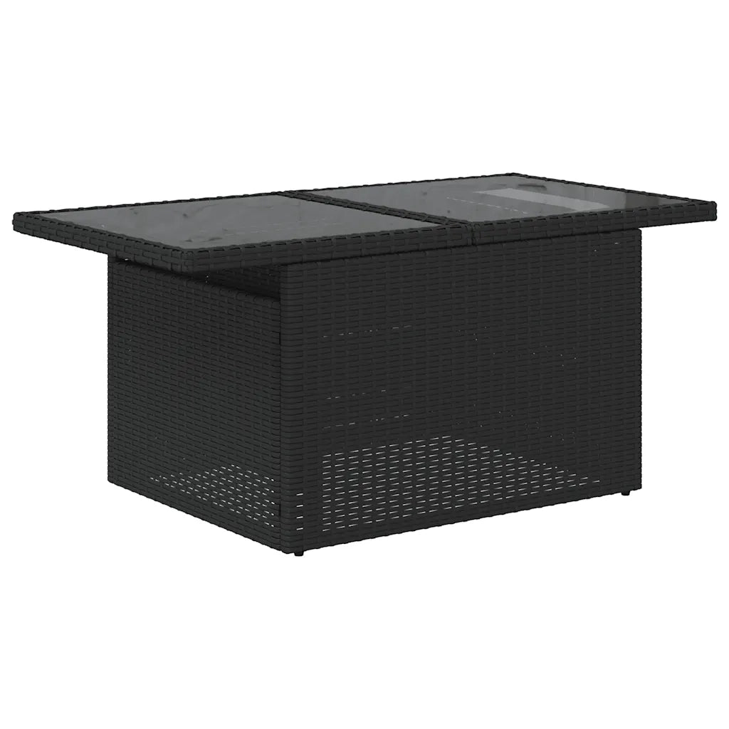 Set Divani da Giardino 9 pz con Cuscini Nero Polyrattan Acacia