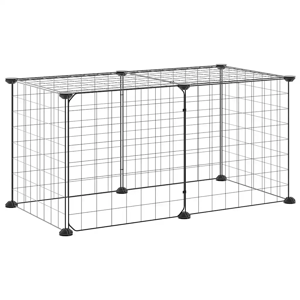 Gabbia per Animali 8 Pannelli con Porta Nero 35x35 cm Acciaio 3114050